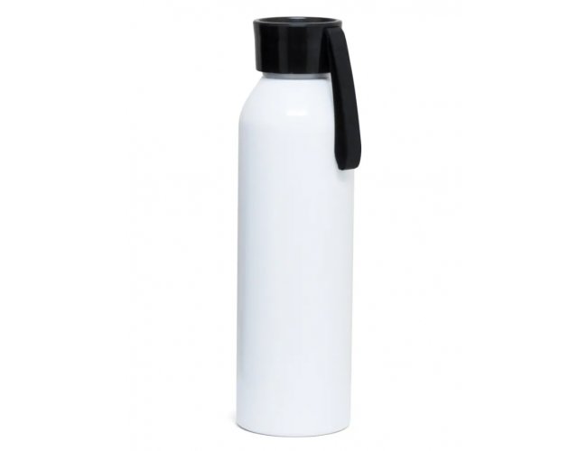 GARRAFA ALUMINIO BRANCO TAMPA PRETA SPORTS 650 ML