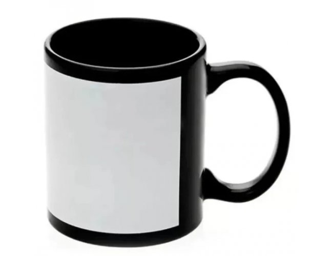 CANECA PRETA COM TARJA BRANCA PARA SUBLIMA�AO 325ML